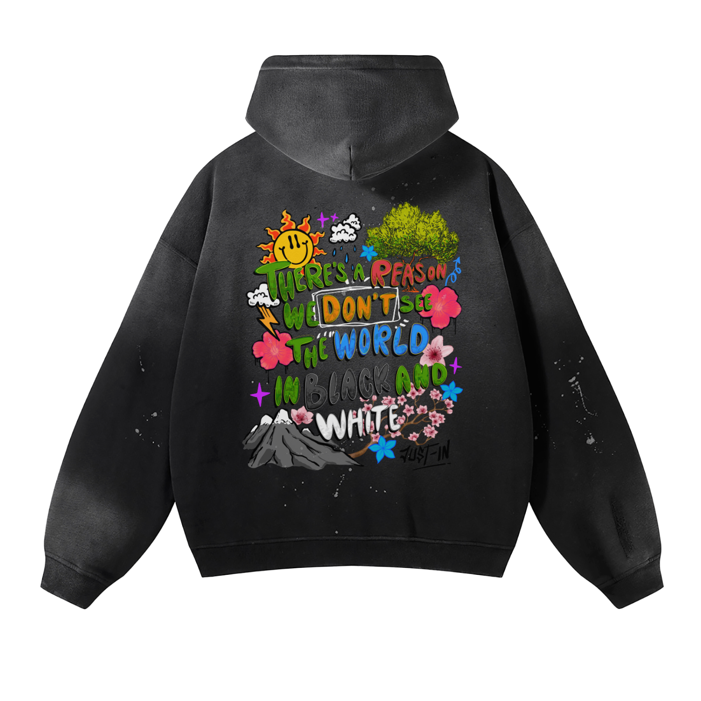 VIVID Vintage Wash Frayed Fleece Hoodie